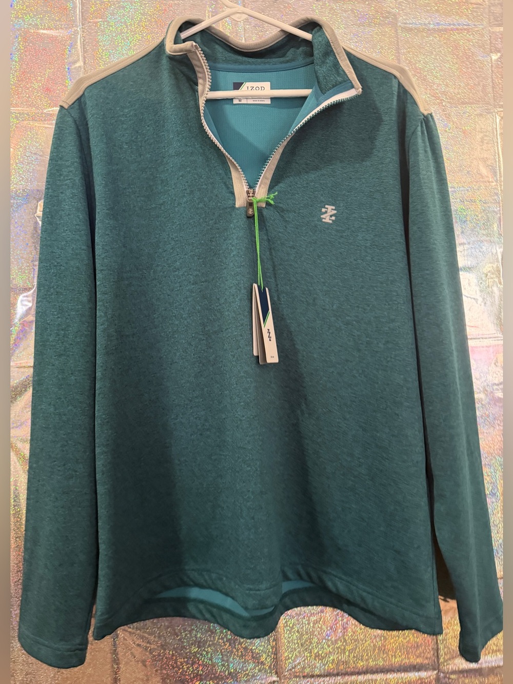 IZOD Golf Men’s Teal Performance Quarter-Zip Pullover
